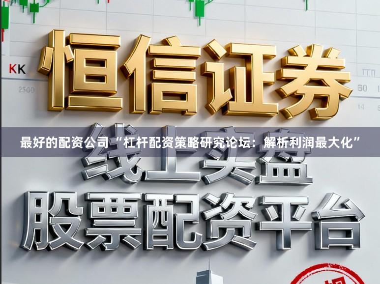 最好的配资公司 “杠杆配资策略研究论坛：解析利润最大化”